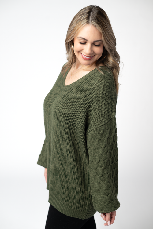 Talina Textured Sweater - Olive