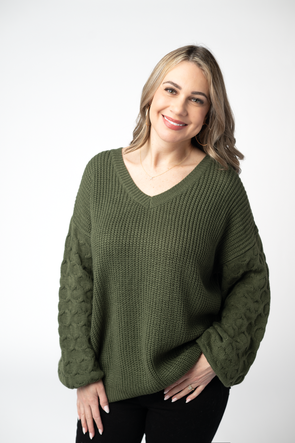 Talina Textured Sweater - Olive