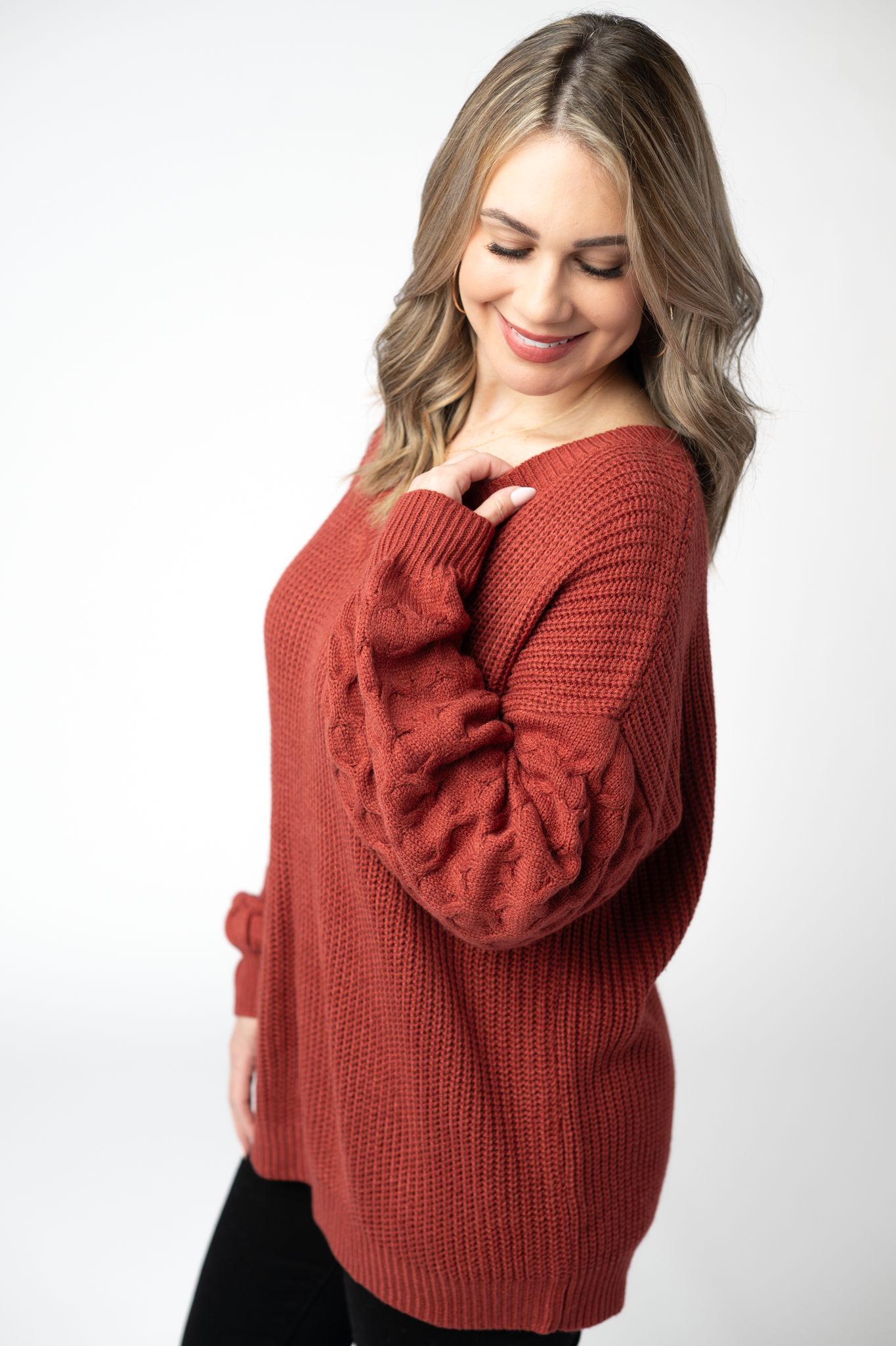 Talina Textured Sweater - Brick