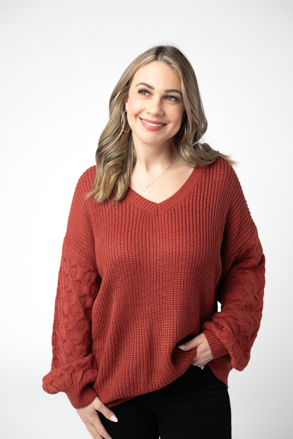Talina Textured Sweater - Brick