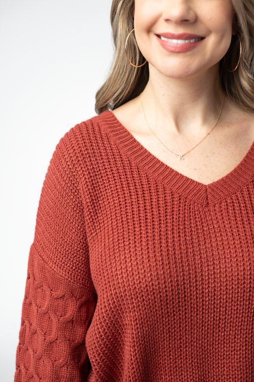 Talina Textured Sweater - Brick