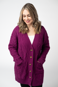 Brooks Button Sweater Cardigan - Magenta