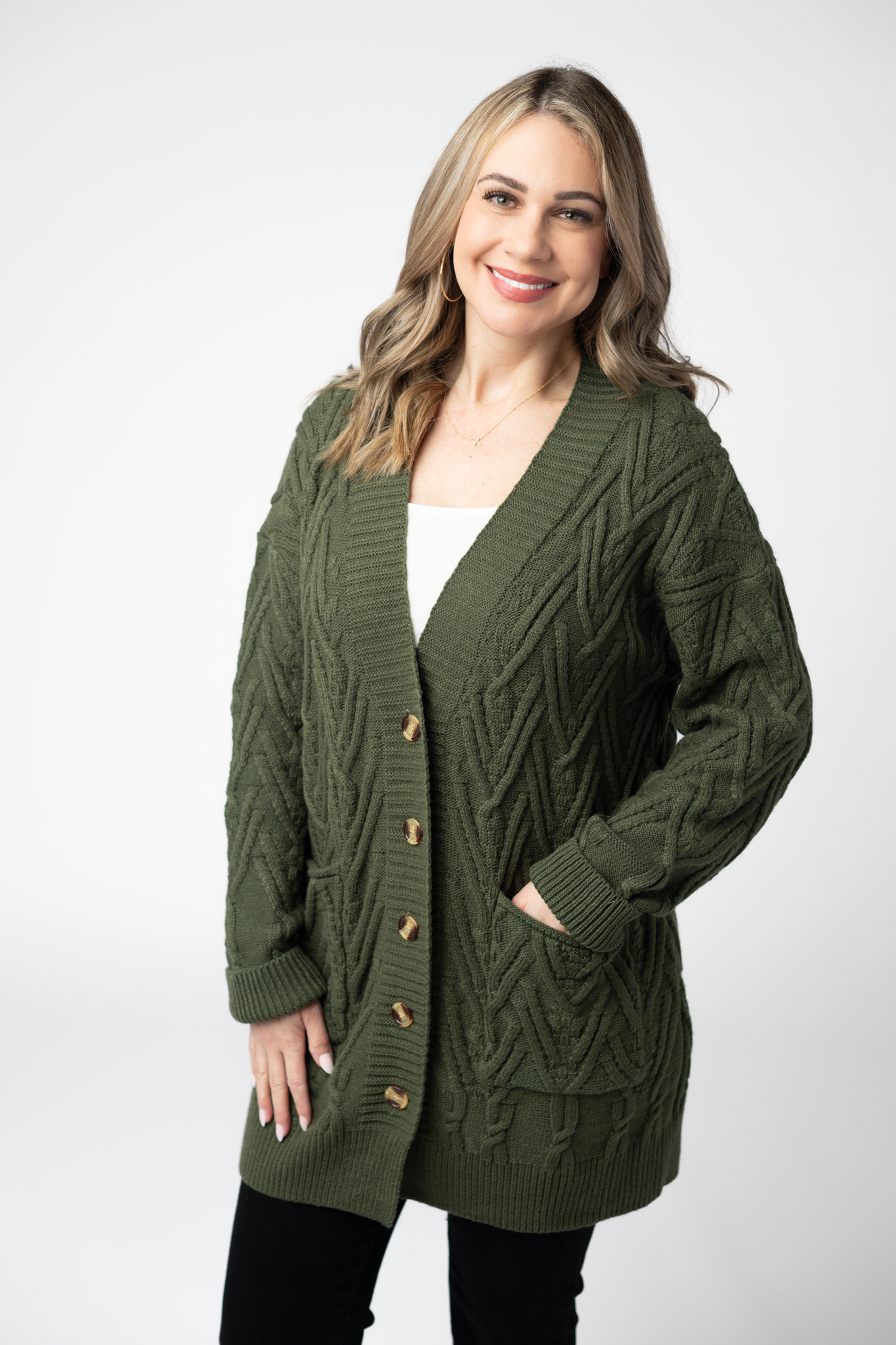 Brooks Button Sweater Cardigan - Olive