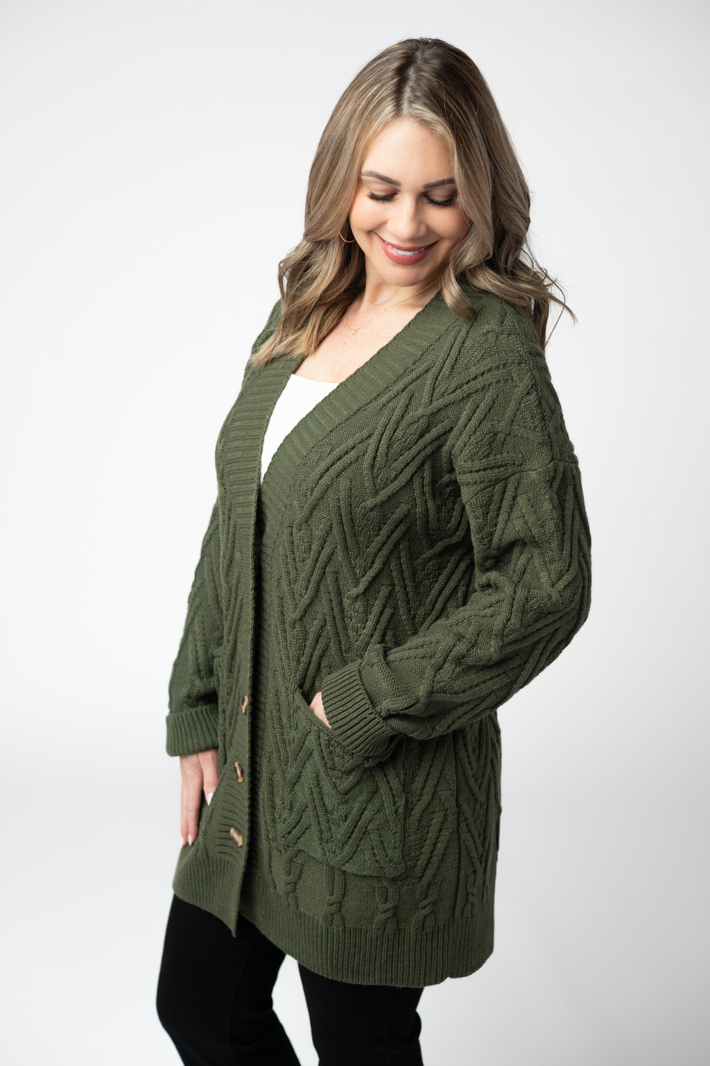 Brooks Button Sweater Cardigan - Olive