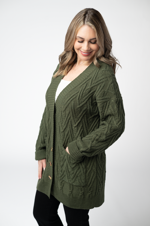 Brooks Button Sweater Cardigan - Olive