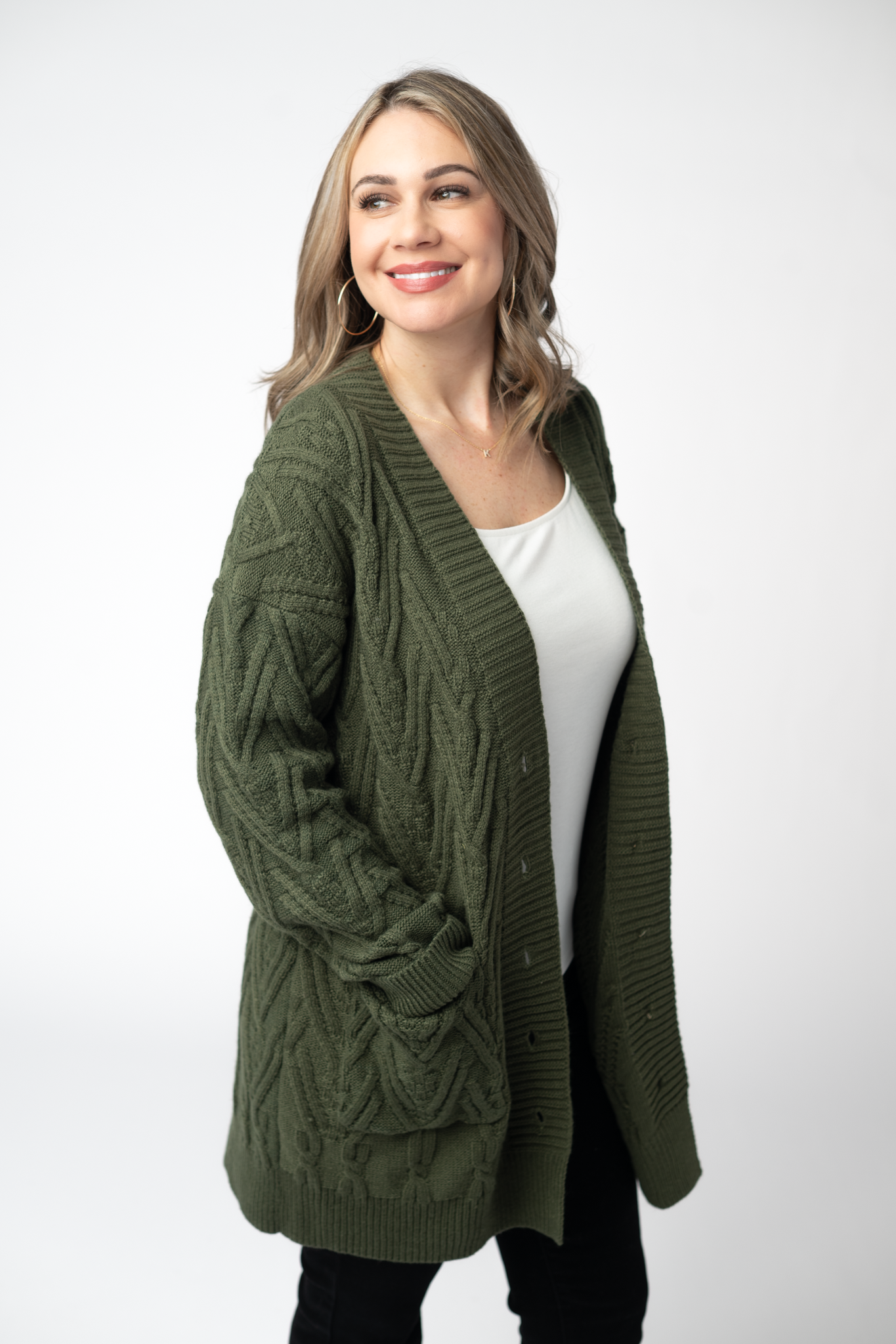 Brooks Button Sweater Cardigan - Olive