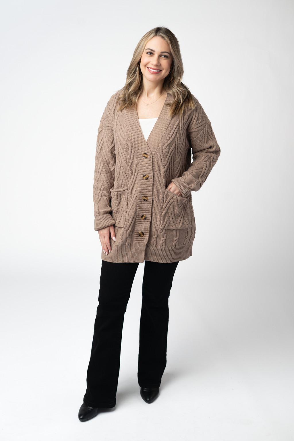 Brooks Button Sweater Cardigan - Mocha