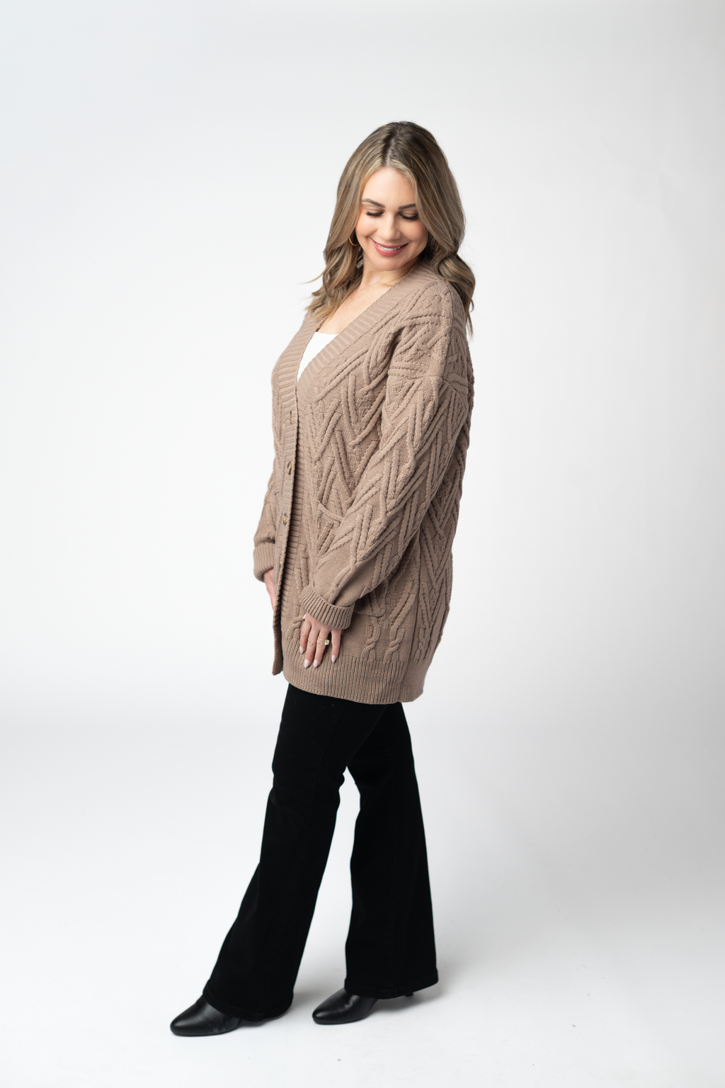 Brooks Button Sweater Cardigan - Mocha