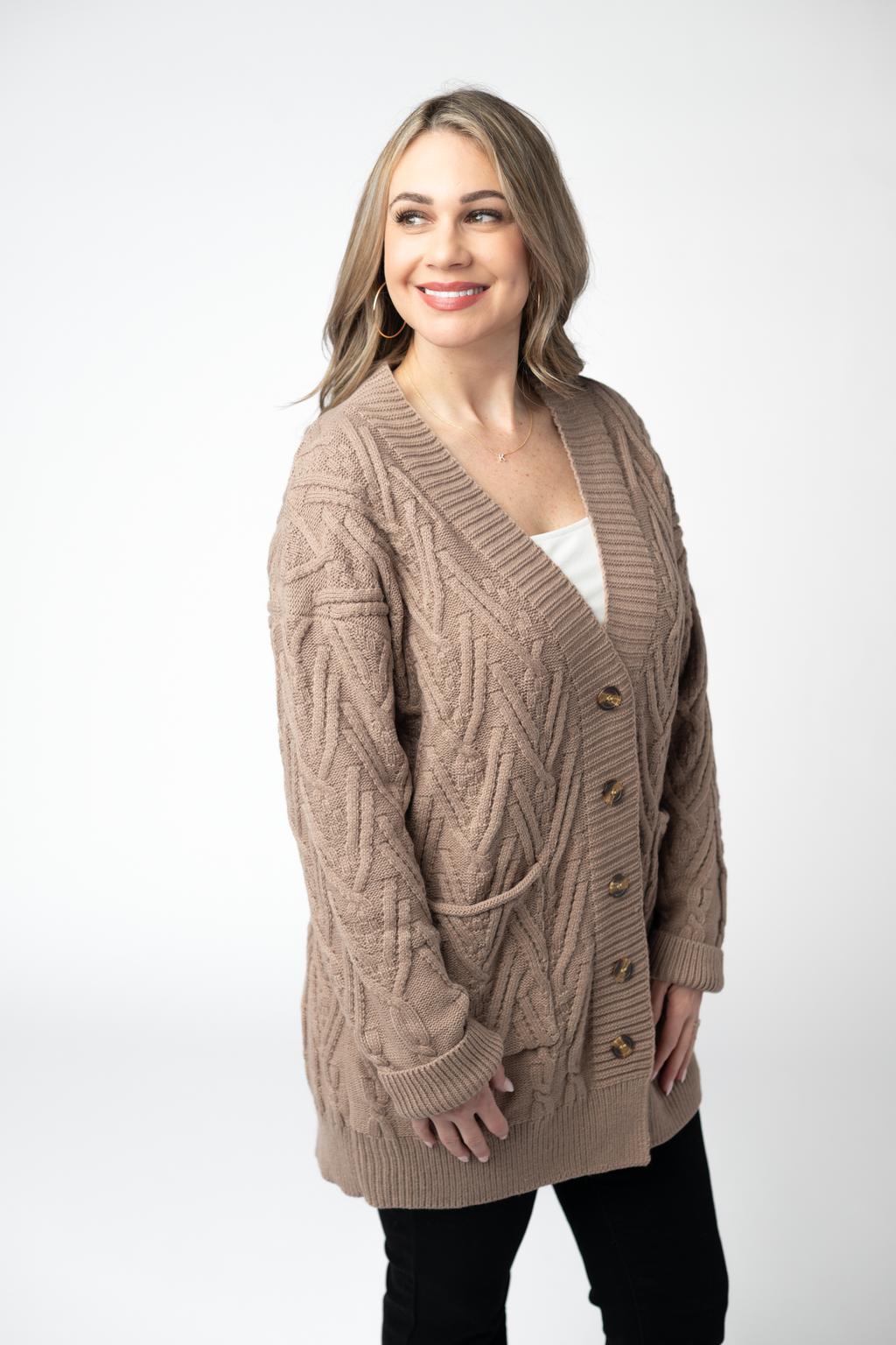 Brooks Button Sweater Cardigan - Mocha