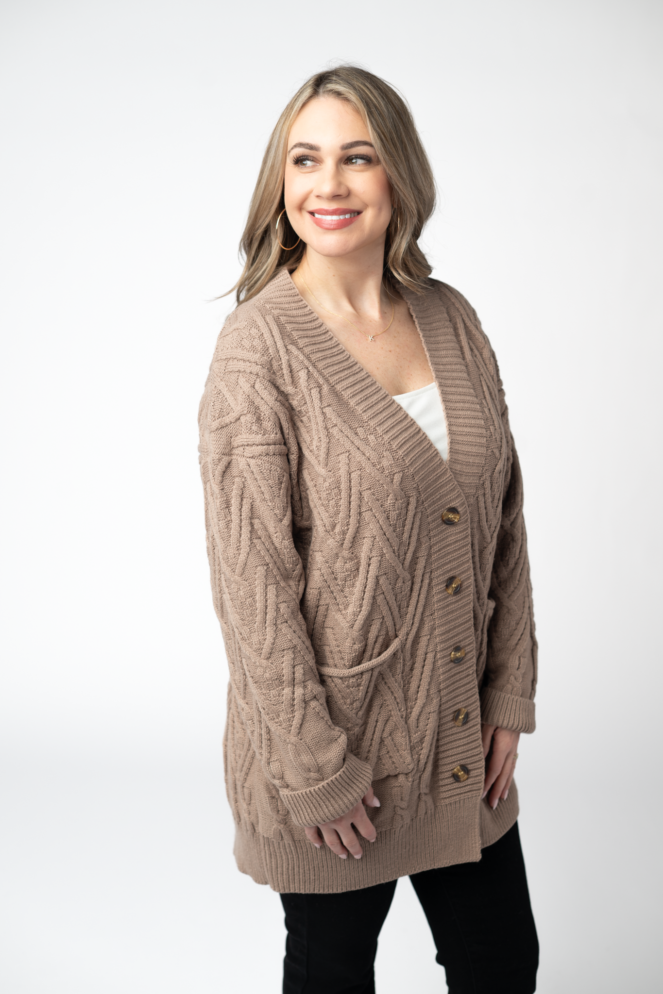 Brooks Button Sweater Cardigan - Mocha