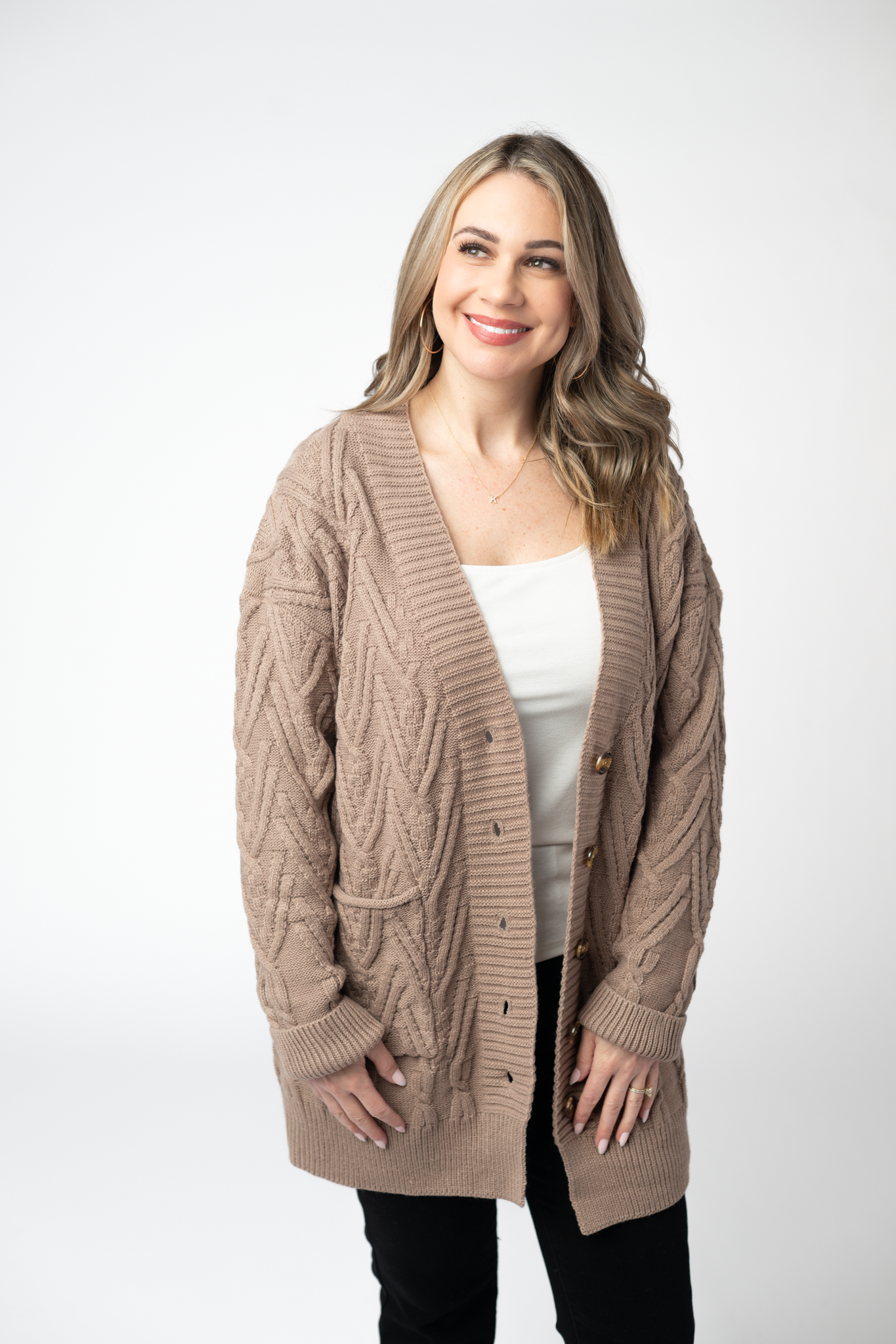 Brooks Button Sweater Cardigan - Mocha
