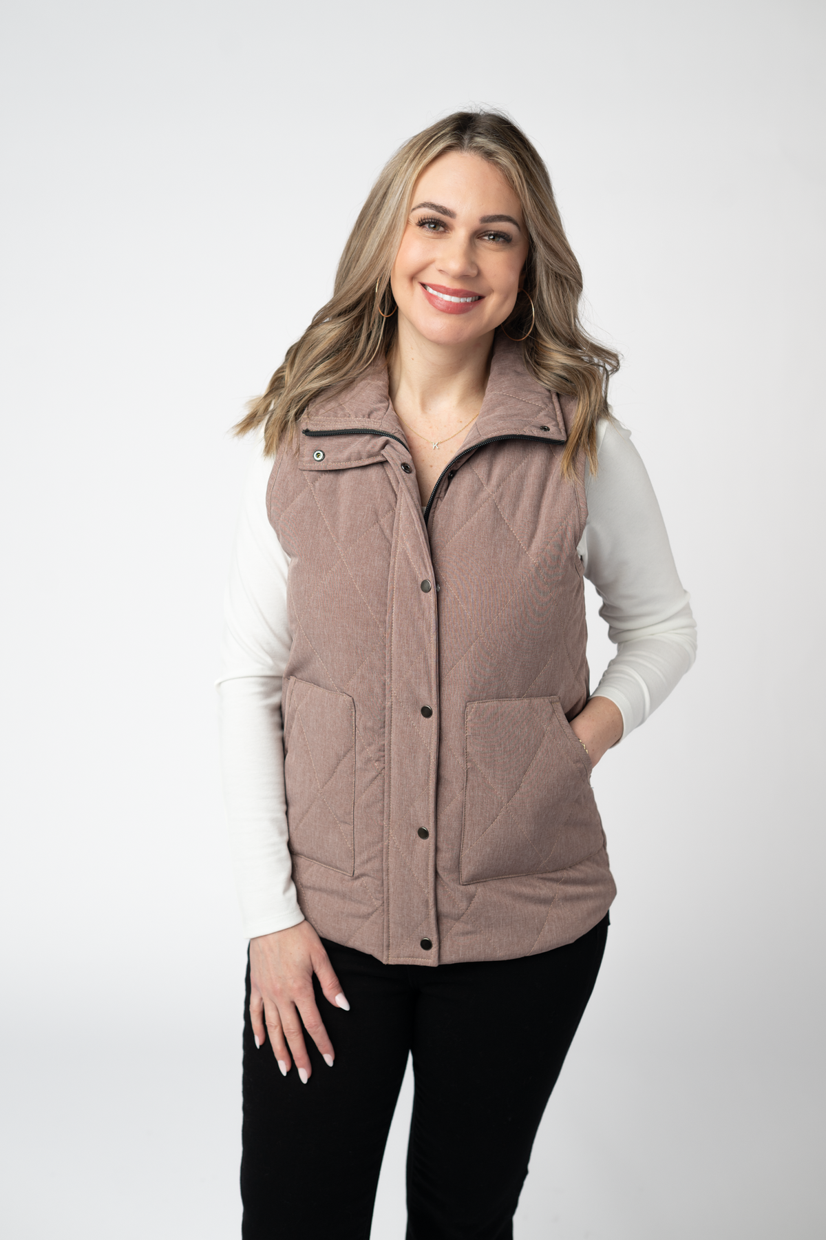 Remy Zip Up Vest - Chestnut
