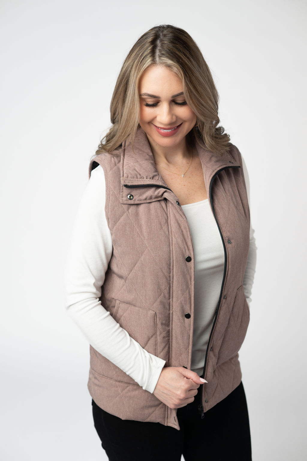 Remy Zip Up Vest - Chestnut