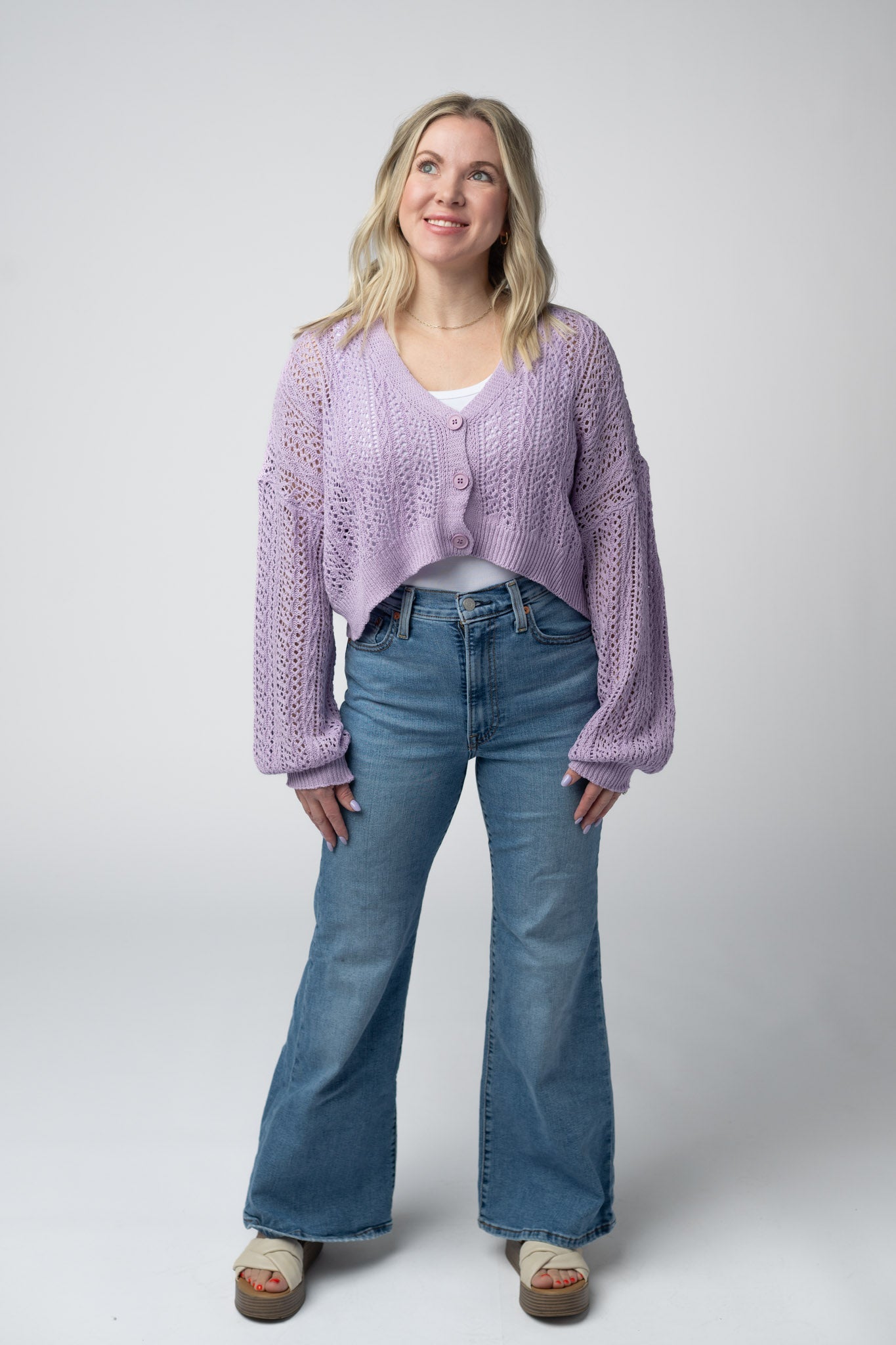 Callie Cropped Cardigan - Lavender