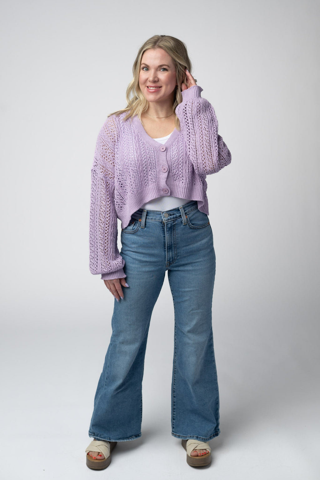 Callie Cropped Cardigan - Lavender