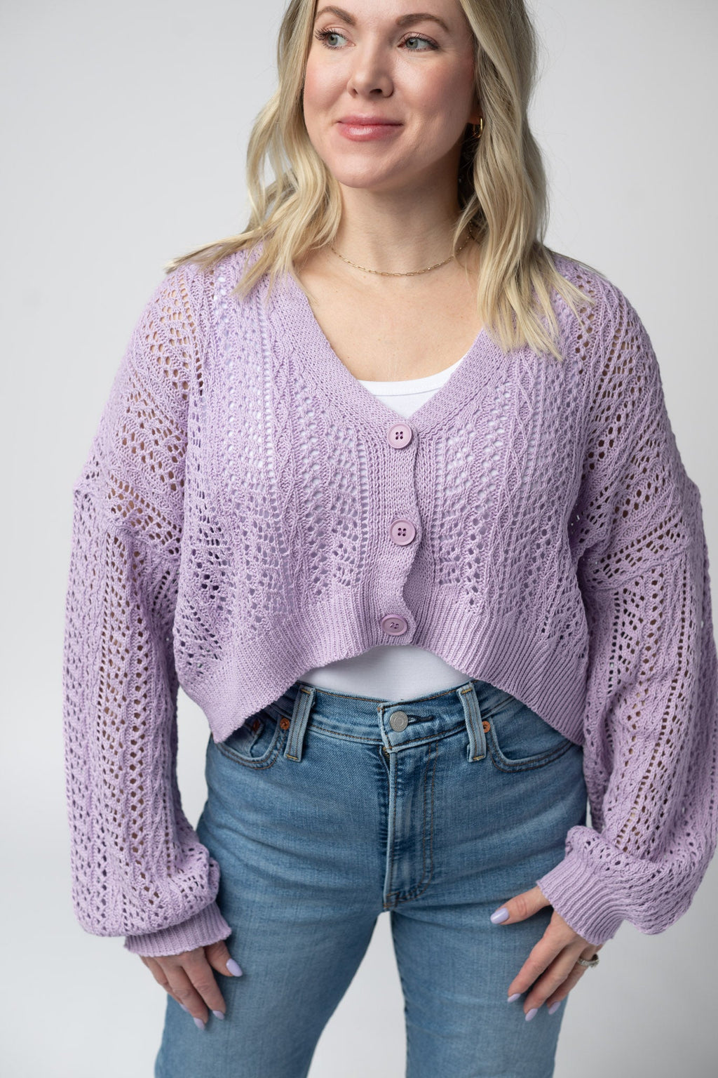 Callie Cropped Cardigan - Lavender