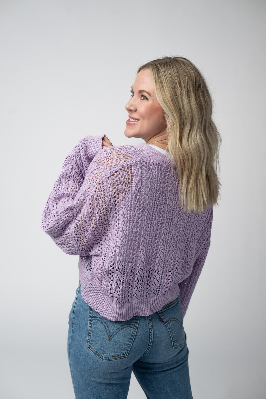 Callie Cropped Cardigan - Lavender