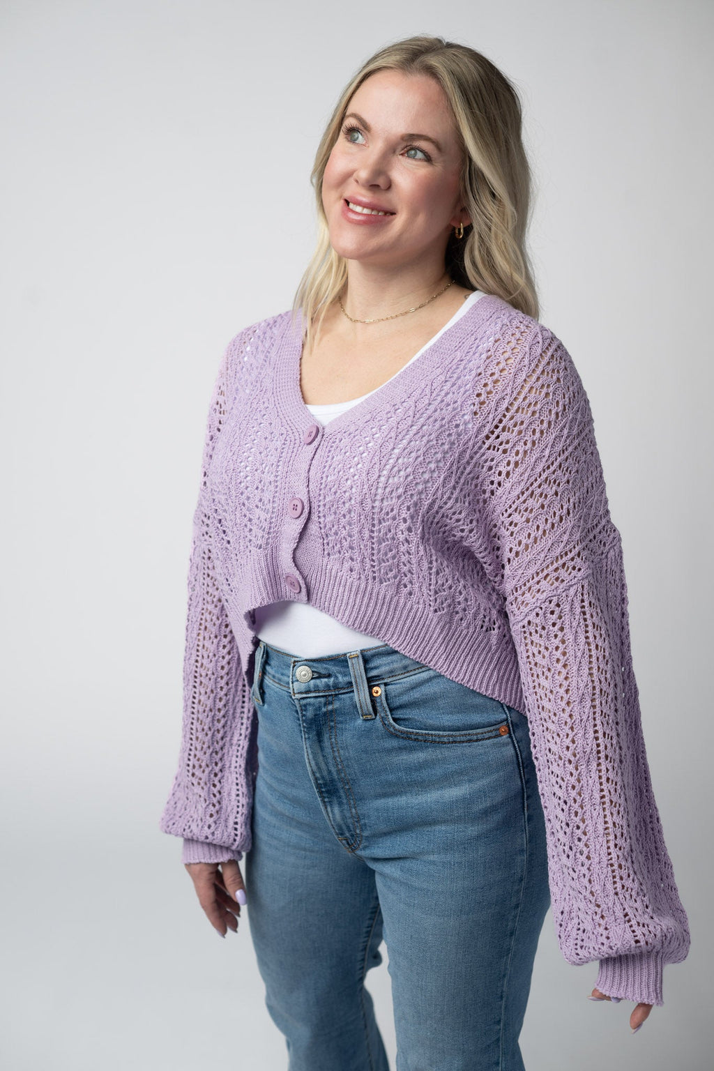 Callie Cropped Cardigan - Lavender