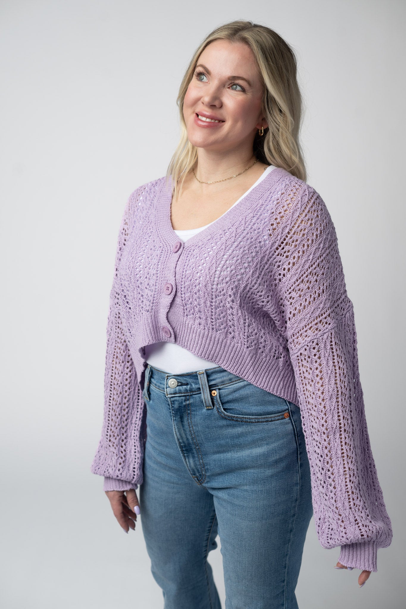Callie Cropped Cardigan - Lavender
