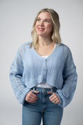 Callie Cropped Cardigan - Sky Blue