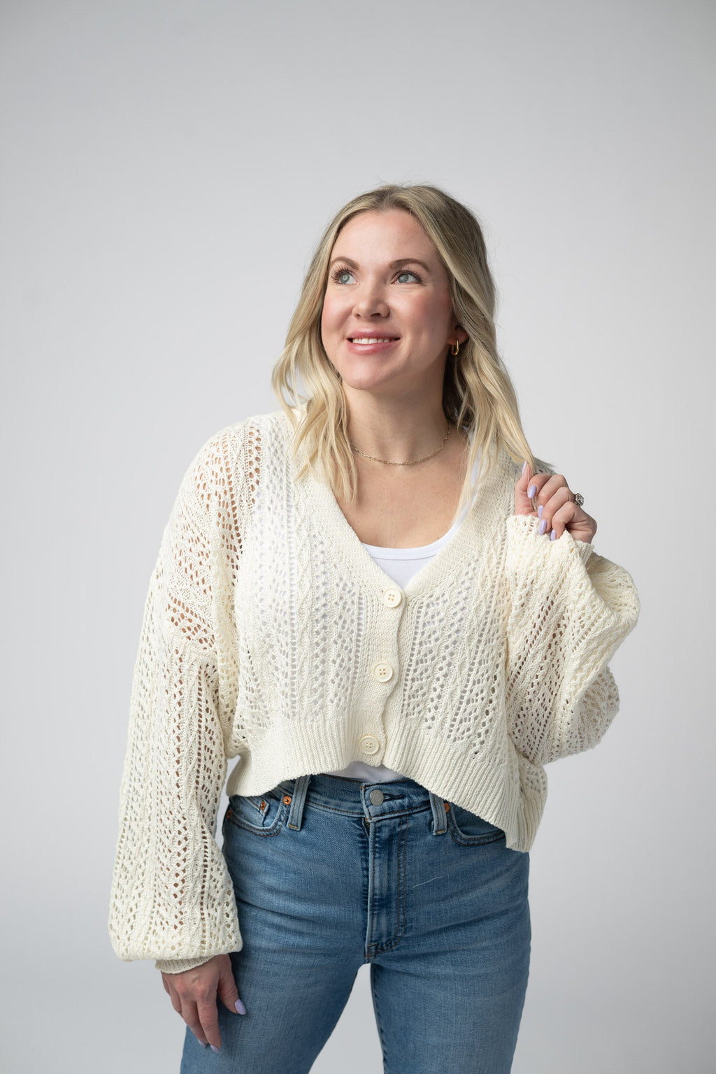Callie Cropped Cardigan - Ivory