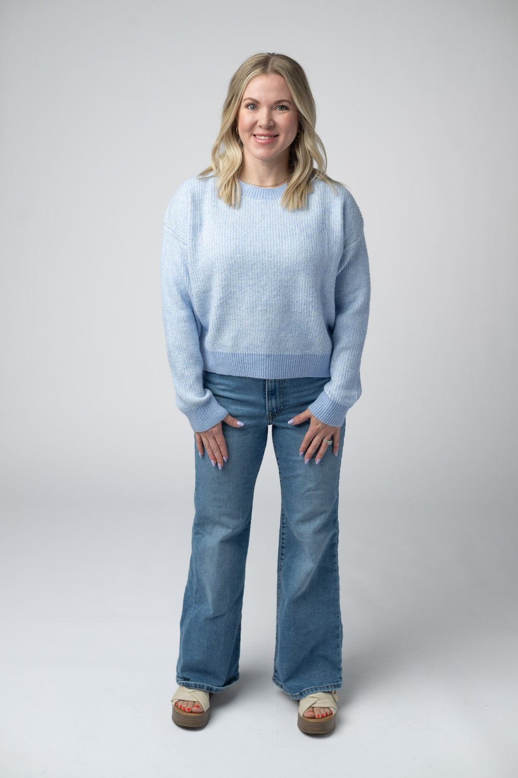 Josie Cozy Crew Sweater - Sky Blue