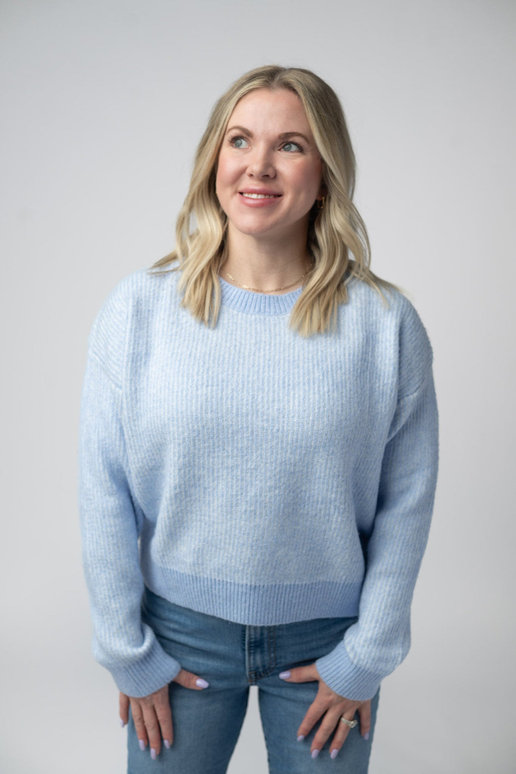 Josie Cozy Crew Sweater - Sky Blue