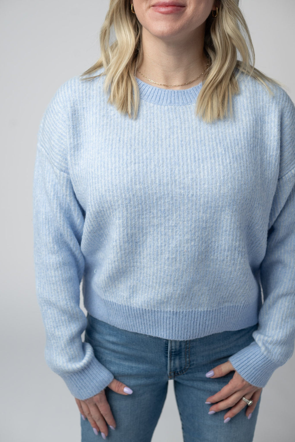 Josie Cozy Crew Sweater - Sky Blue