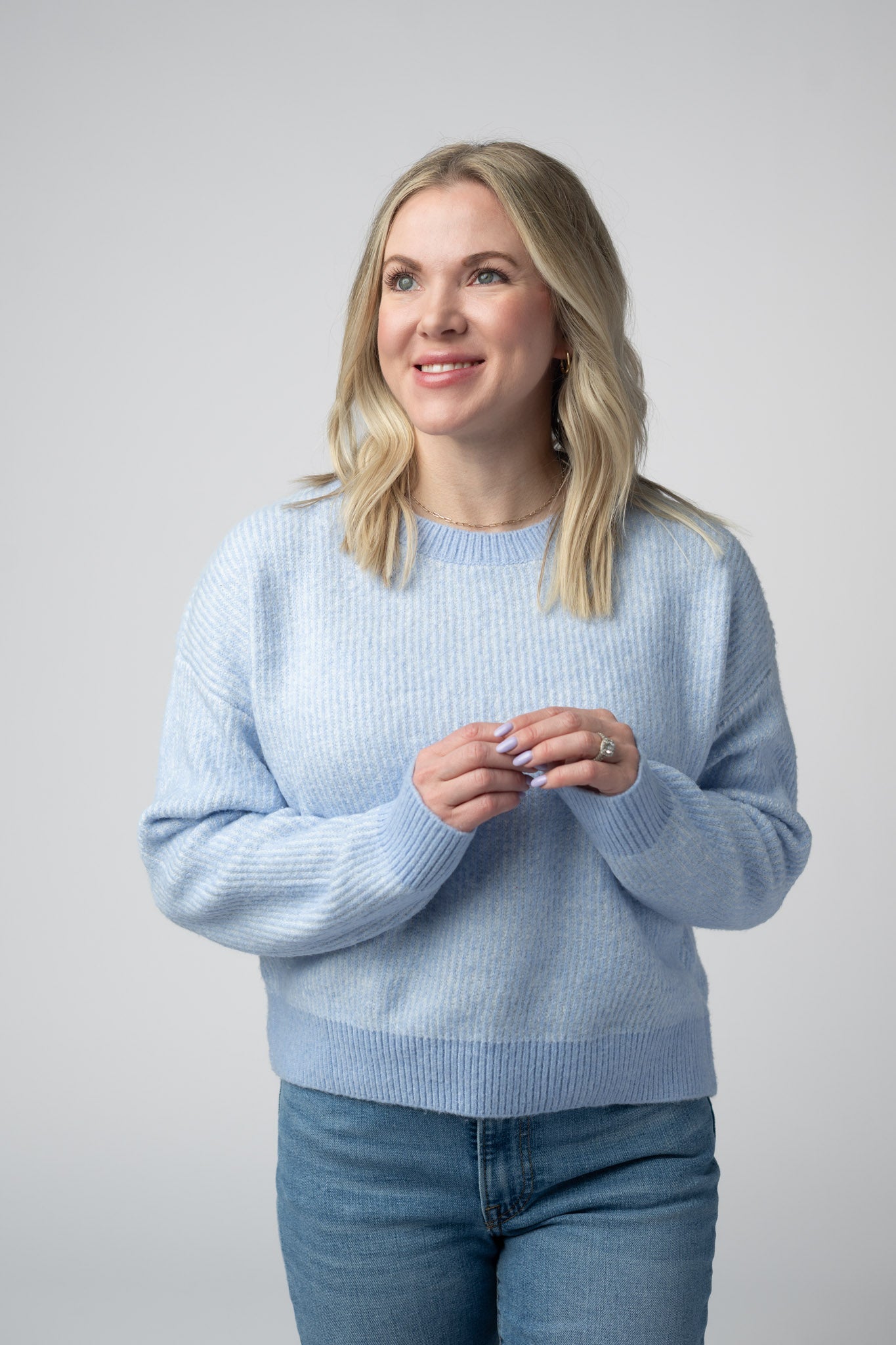 Josie Cozy Crew Sweater - Sky Blue