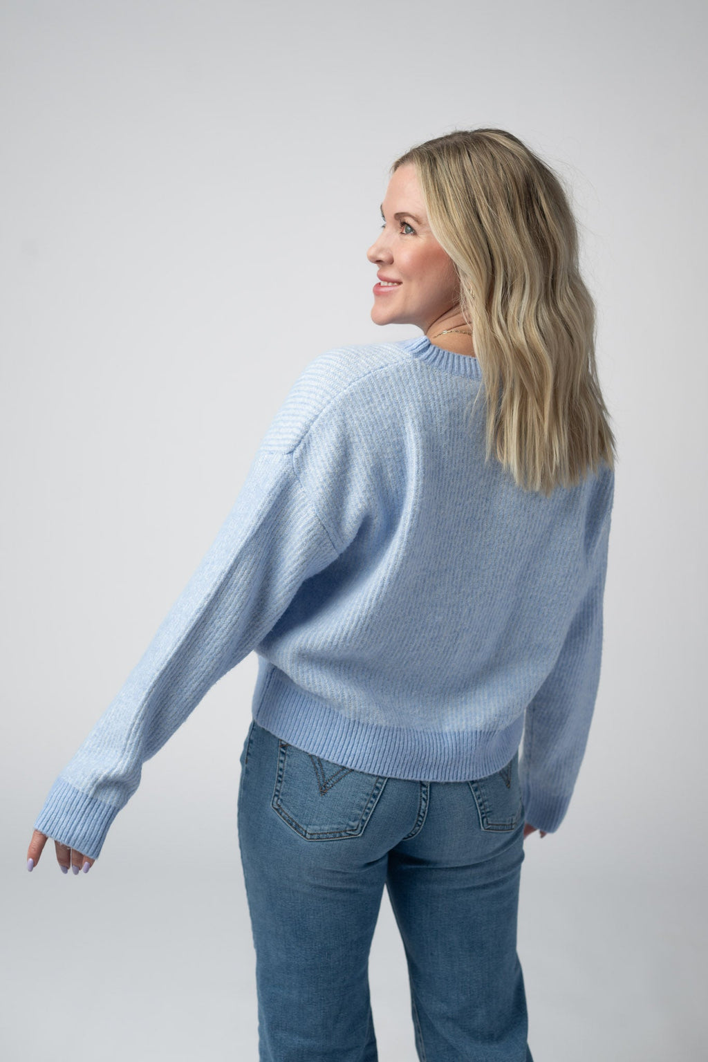 Josie Cozy Crew Sweater - Sky Blue