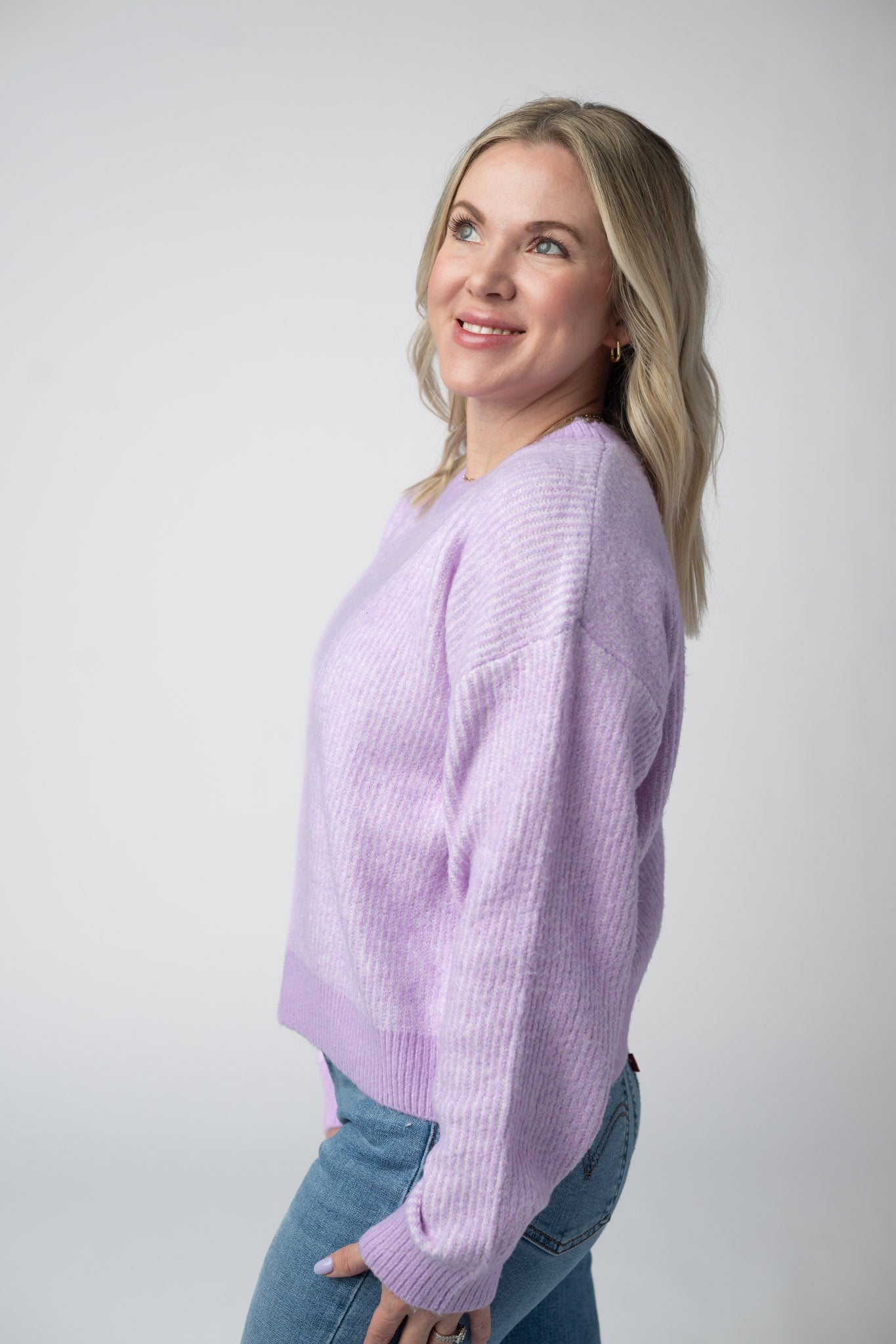 Josie Cozy Crew Sweater - Lavender