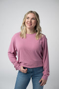 Corrine Ribbed Pullover Top - Rose