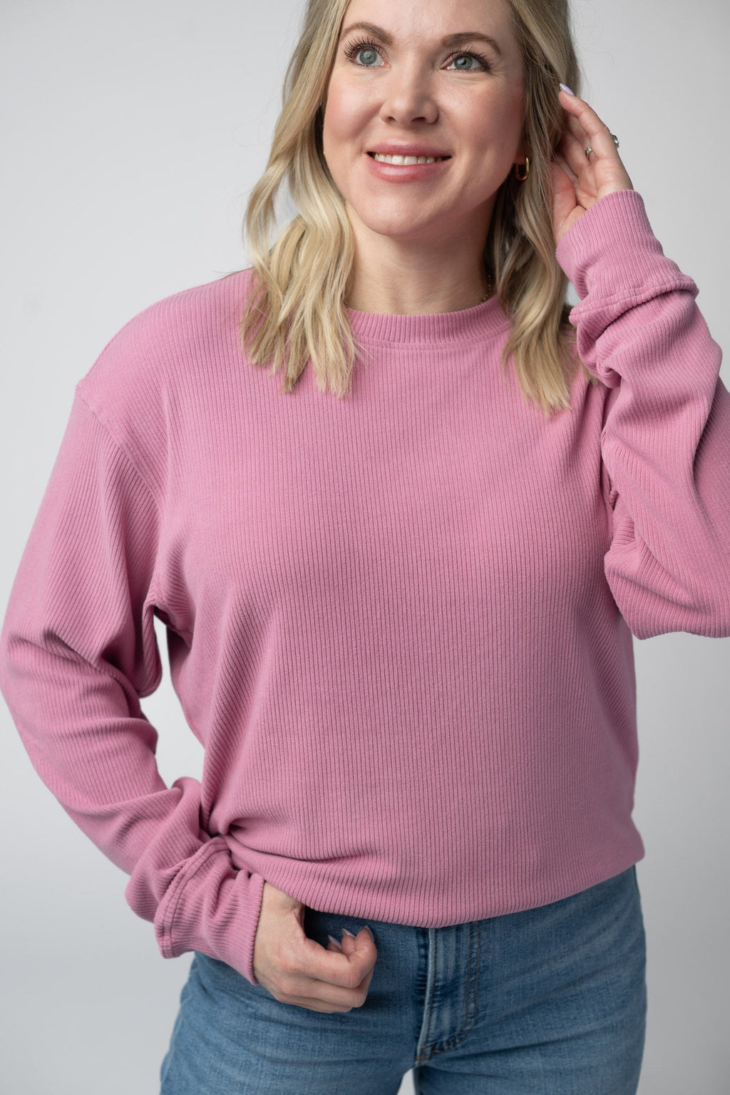 Corrine Ribbed Pullover Top - Rose