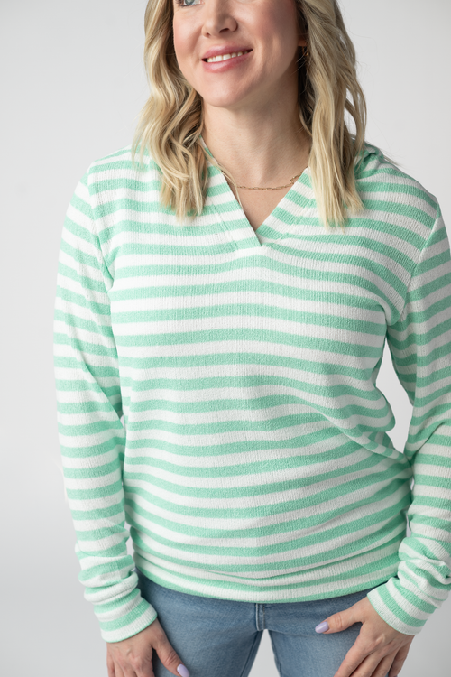 Amelia Striped Hoodie - Green