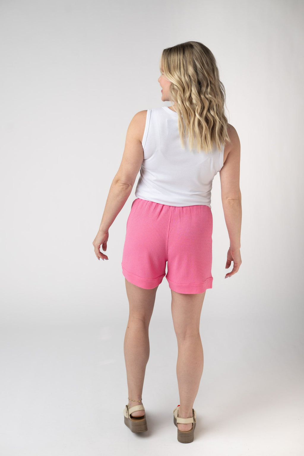 Weslie Waffle Shorts - Pink