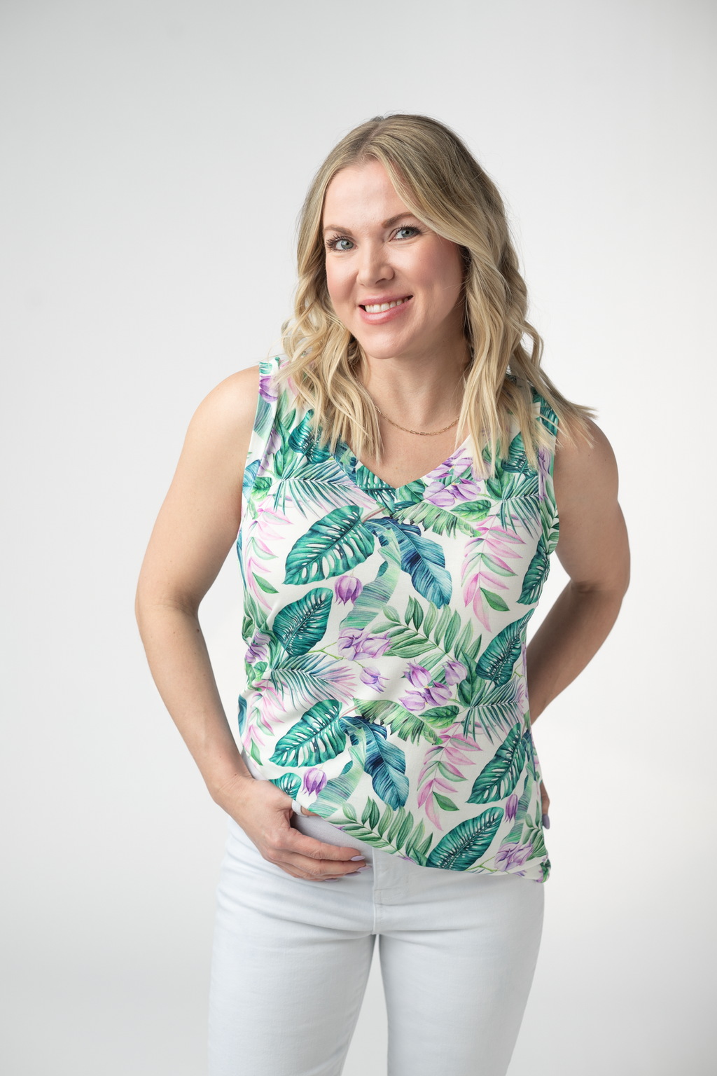 Noelle Tank - Tropical Leaf