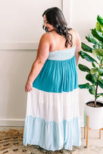 Load image into Gallery viewer, Fiji Maxi Dress In Ocean Tide With Tie Front
