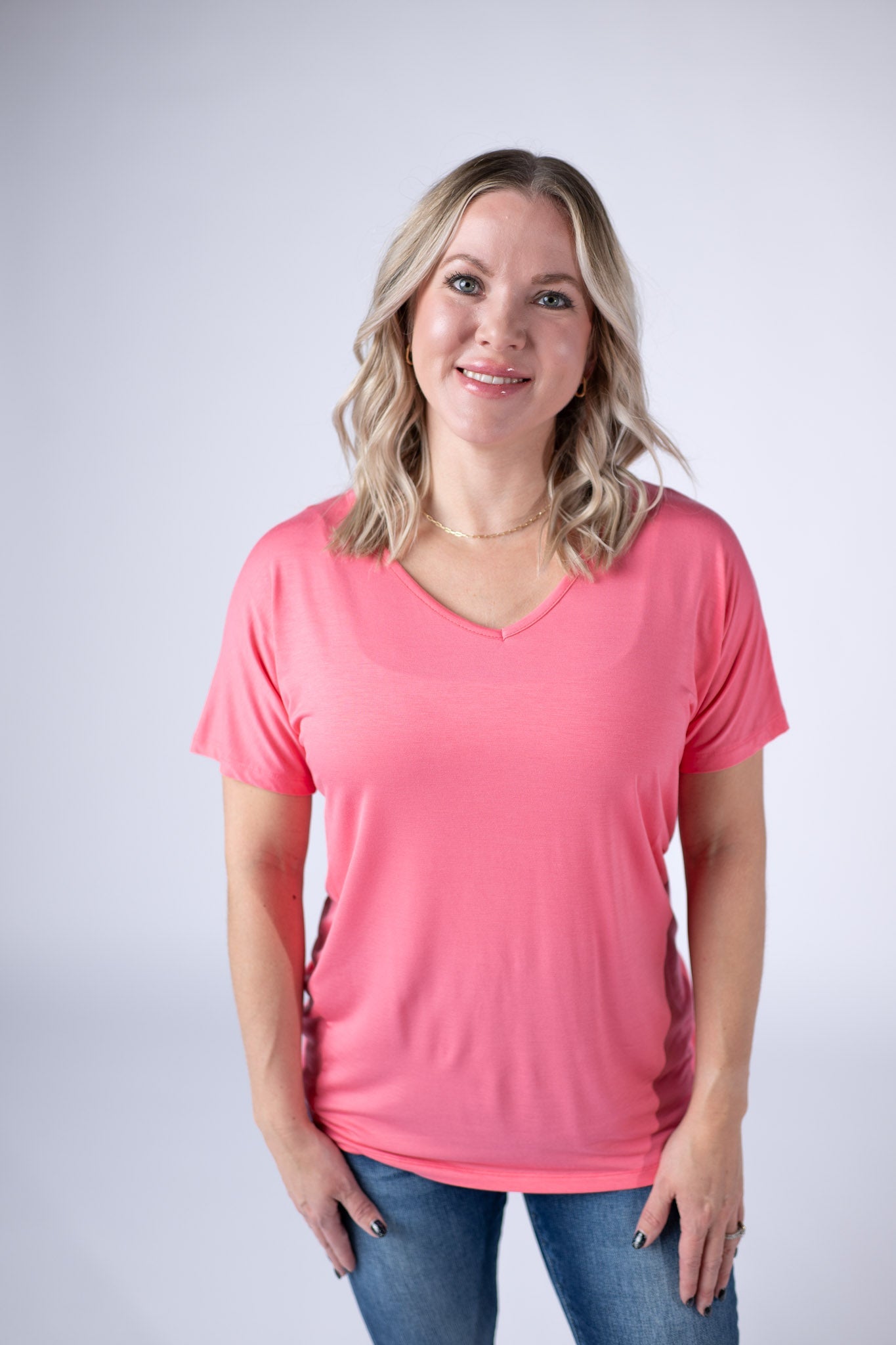 Chloe Cozy Tee - Sun Kissed Coral