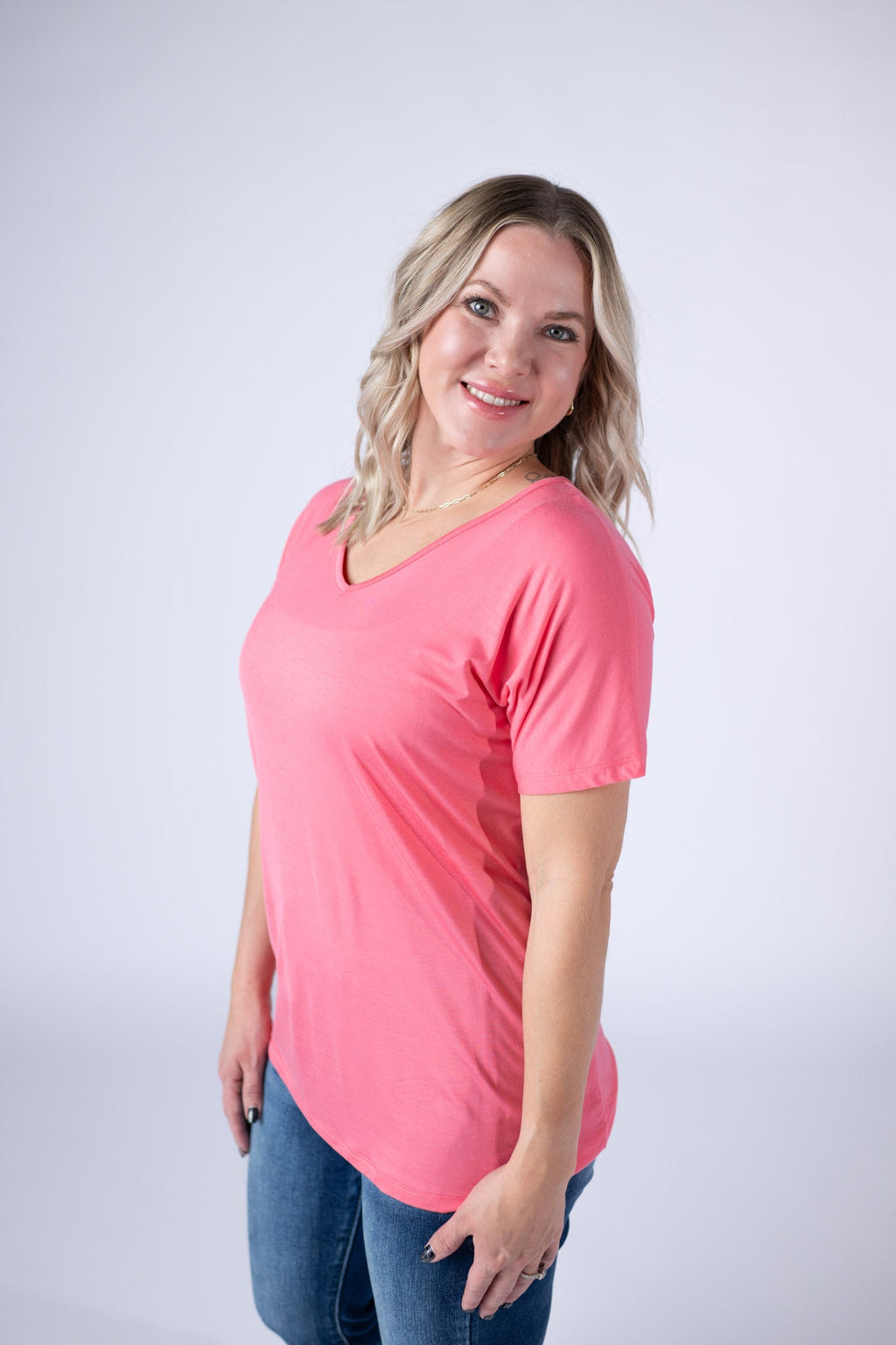 Chloe Cozy Tee - Sun Kissed Coral