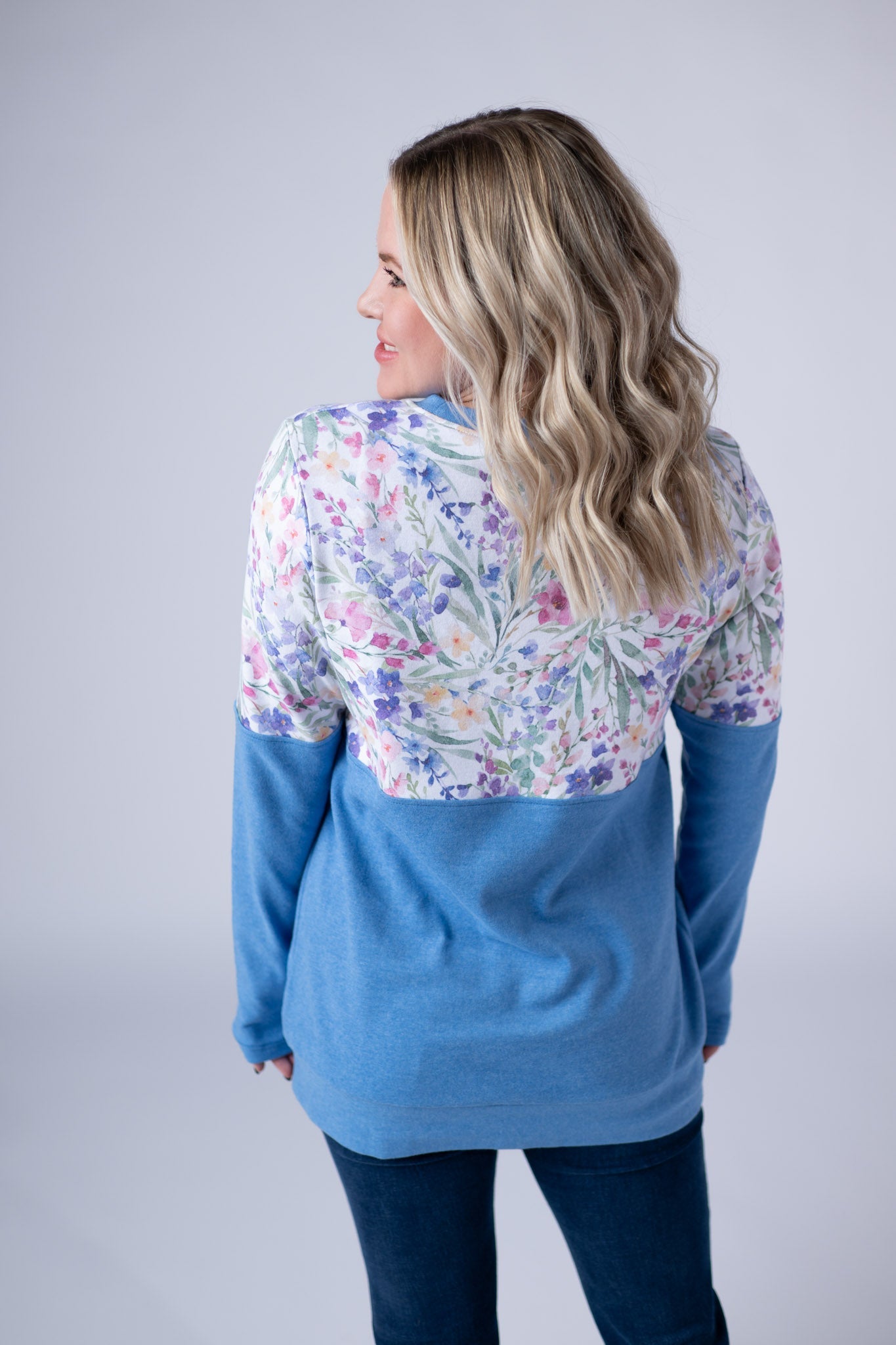 Natalie Pullover - Cottage Floral and Light Blue