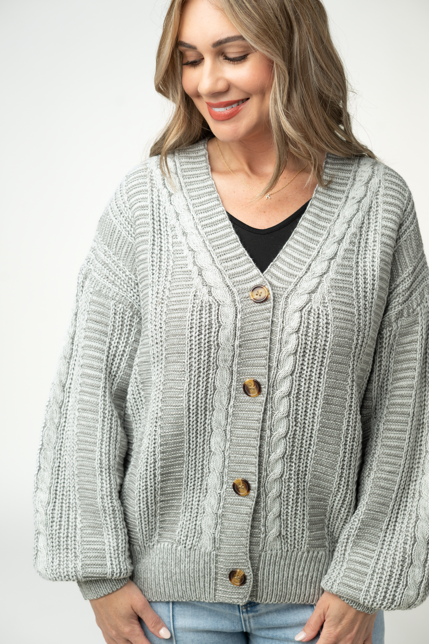 Cable Cardigan - Grey