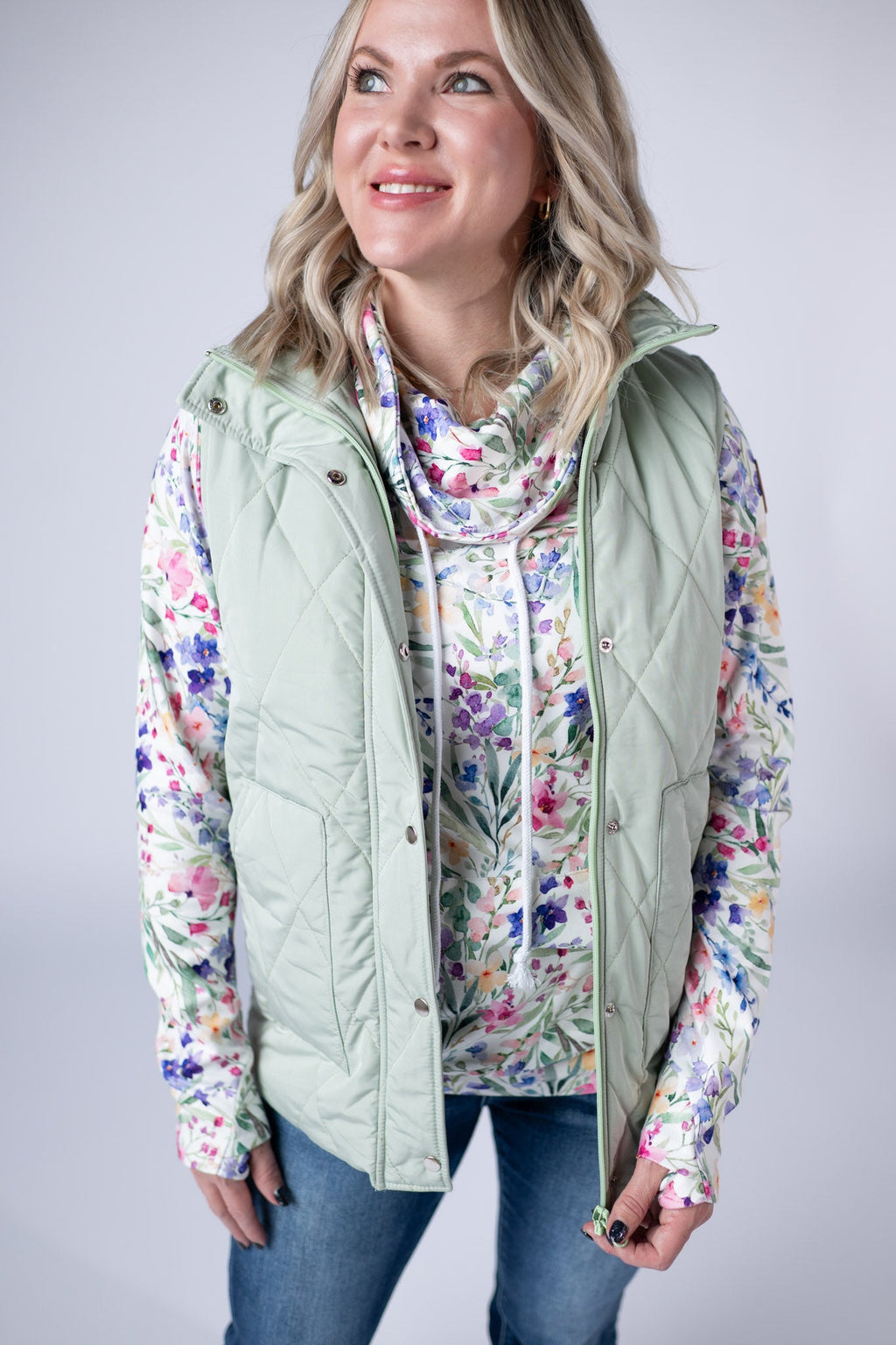 Remy Zip Up Vest - Sage