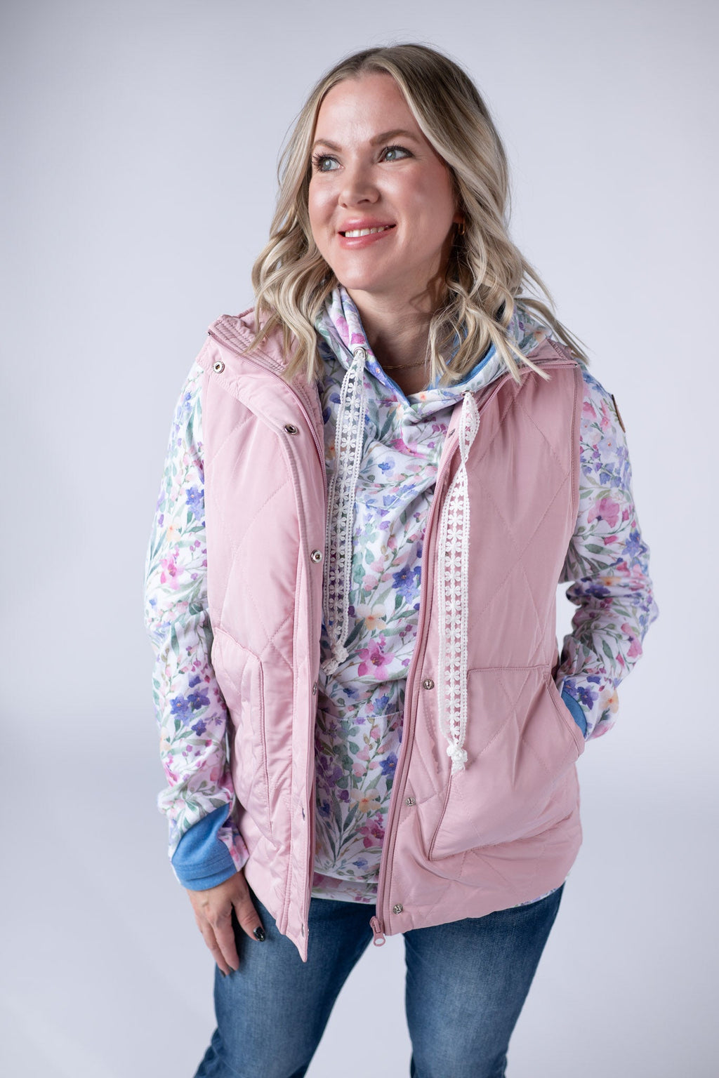 Remy Zip Up Vest - Blush