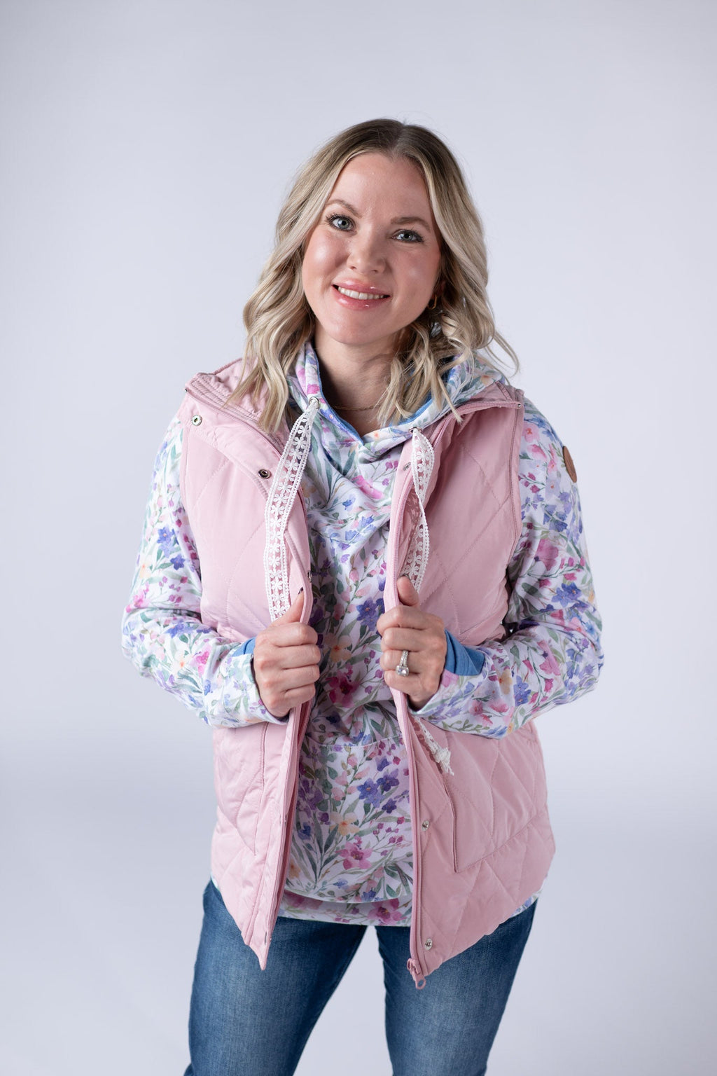 Remy Zip Up Vest - Blush