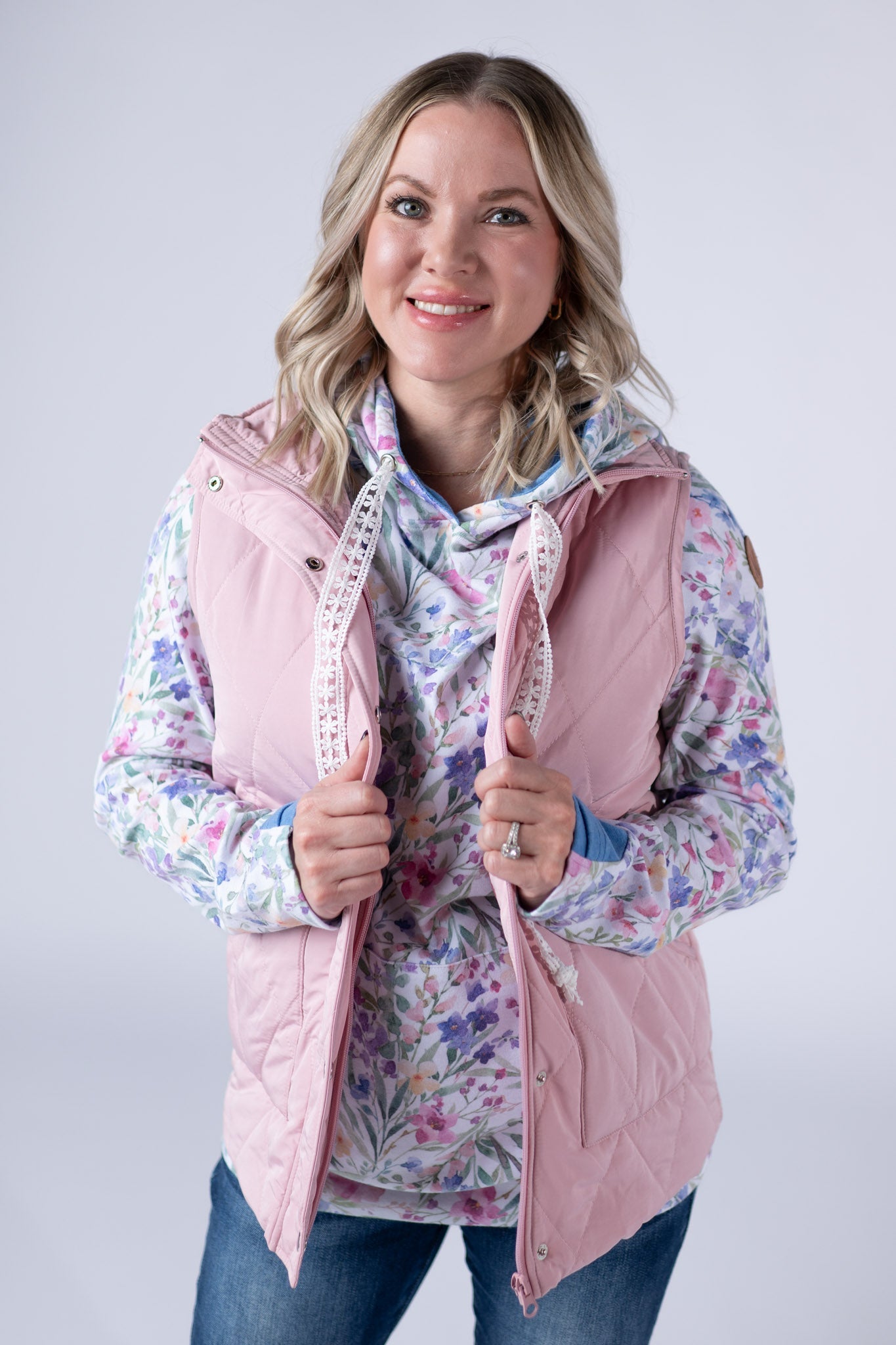 Remy Zip Up Vest - Blush