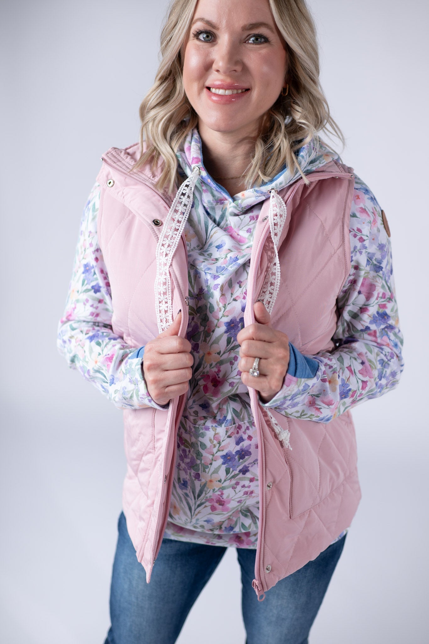 Remy Zip Up Vest - Blush