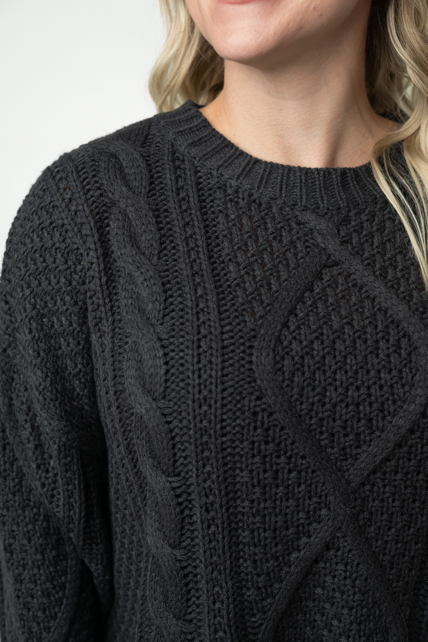 Cable Knit Sweater - Charcoal