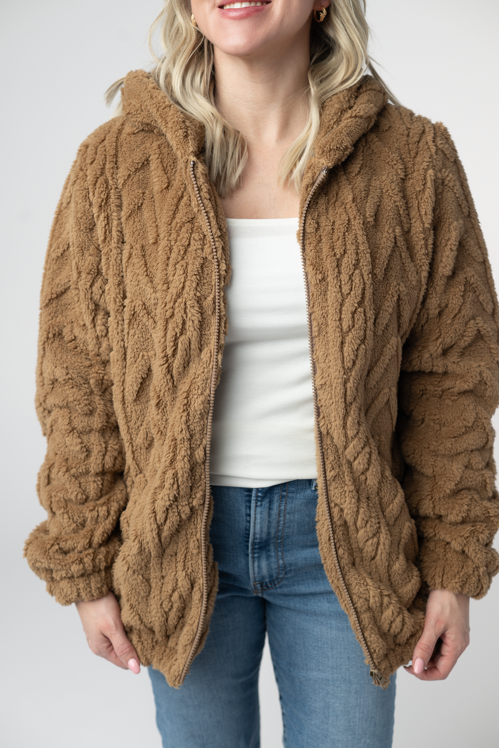 Fuzzy Sherpa Fullzip Hoodie - Maple