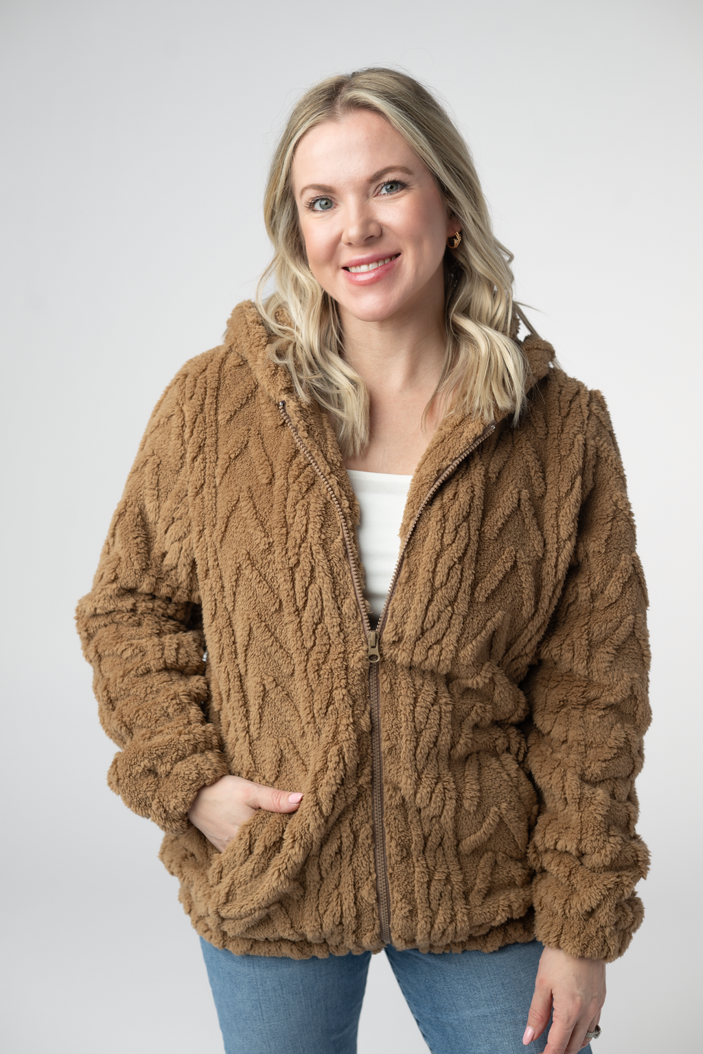 Fuzzy Sherpa Fullzip Hoodie - Maple