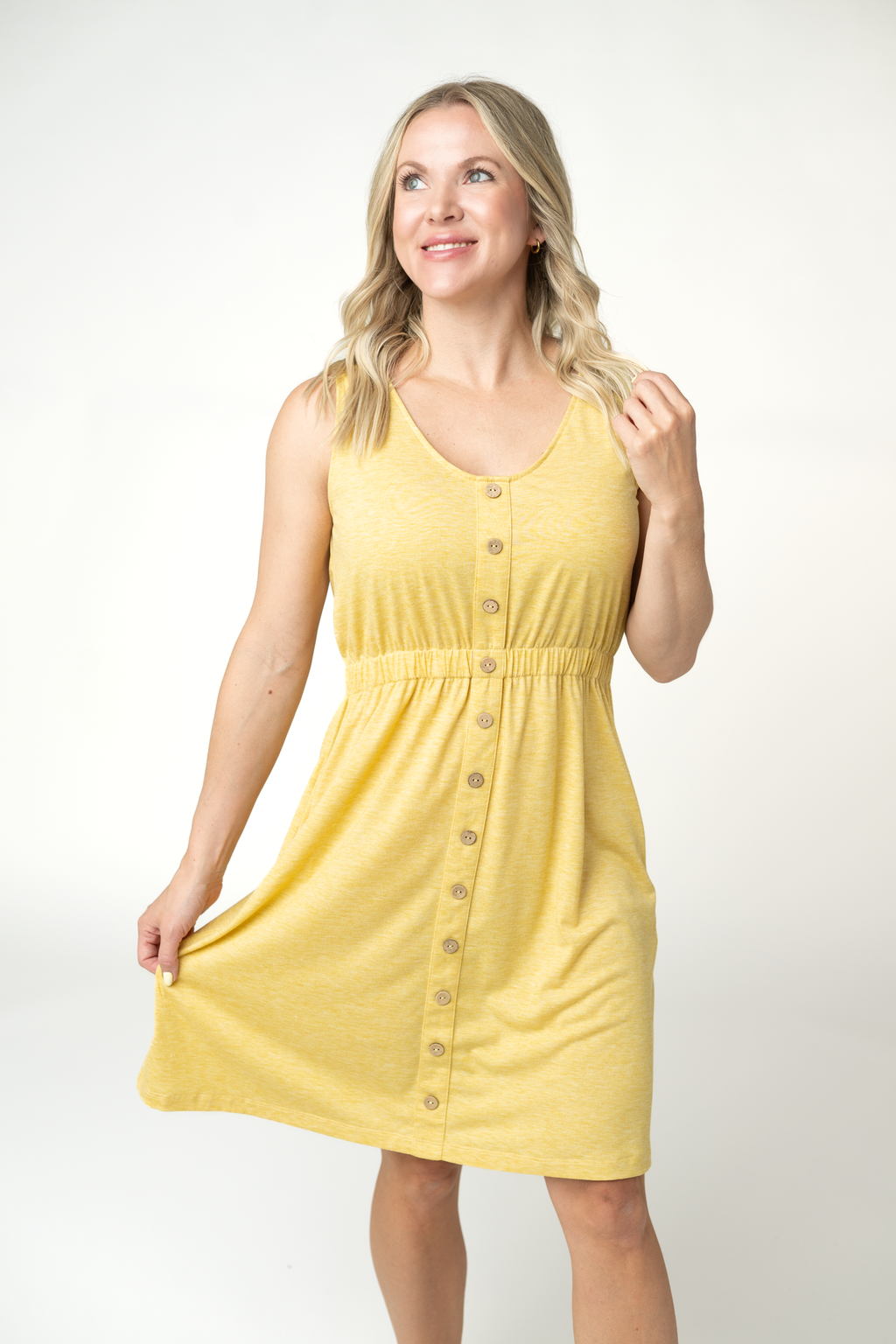 Beverly Button Dress - Yellow